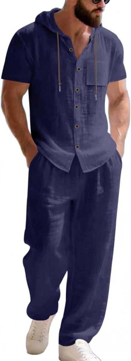 Zomerset met korte mouwen en broek, 2-delig, casual, met capuchon