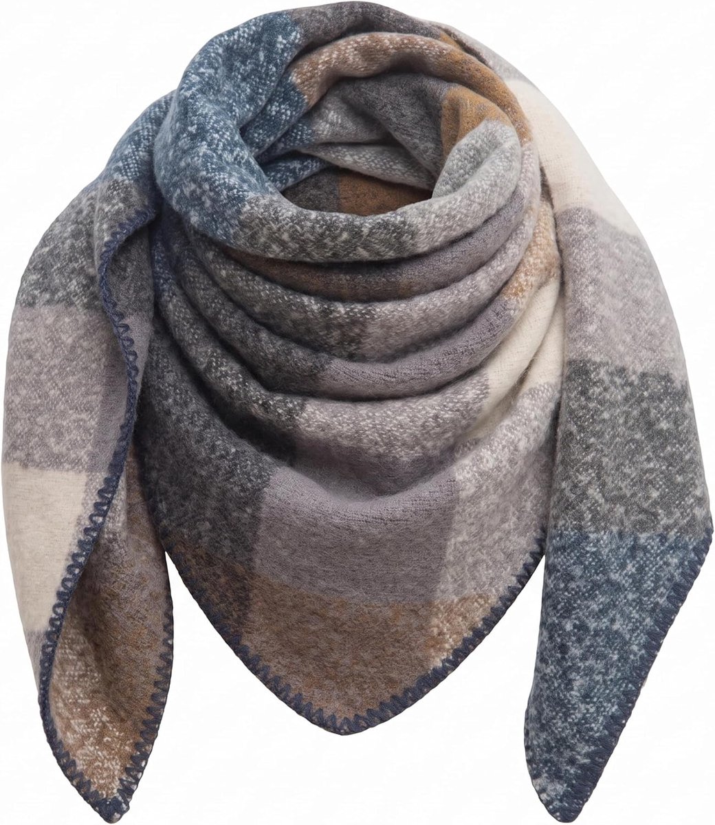 oversized mesh driehoekige wintersjaal met kleurrijke ruitjes, warme en zachte driehoekige ruitjes, lichtgewicht gebreide sjaal, dames - en meisjessjaal 198 x 150 cm