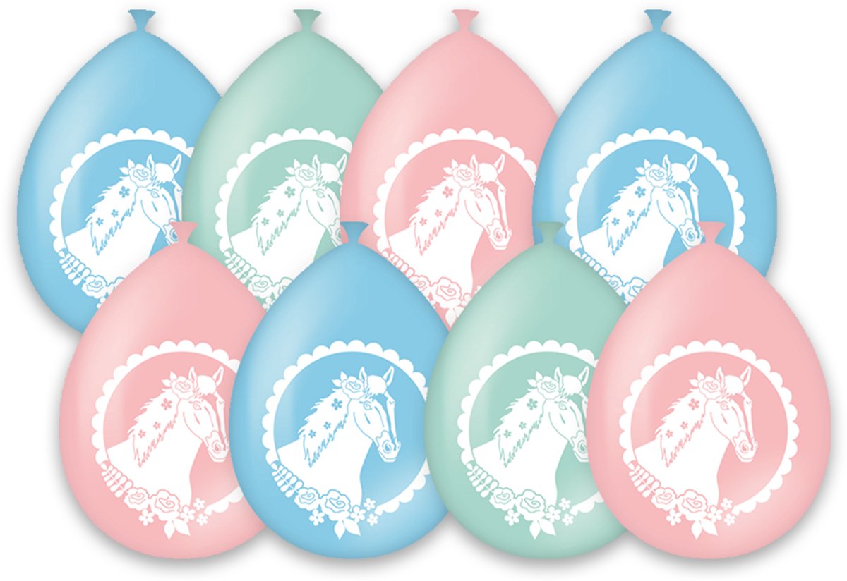 LUQ – Paarden Kinderfeestje Latexballonnen – 8St – Horse Party Birthday Decoratie – Verjaardag Versiering – Helium Ready