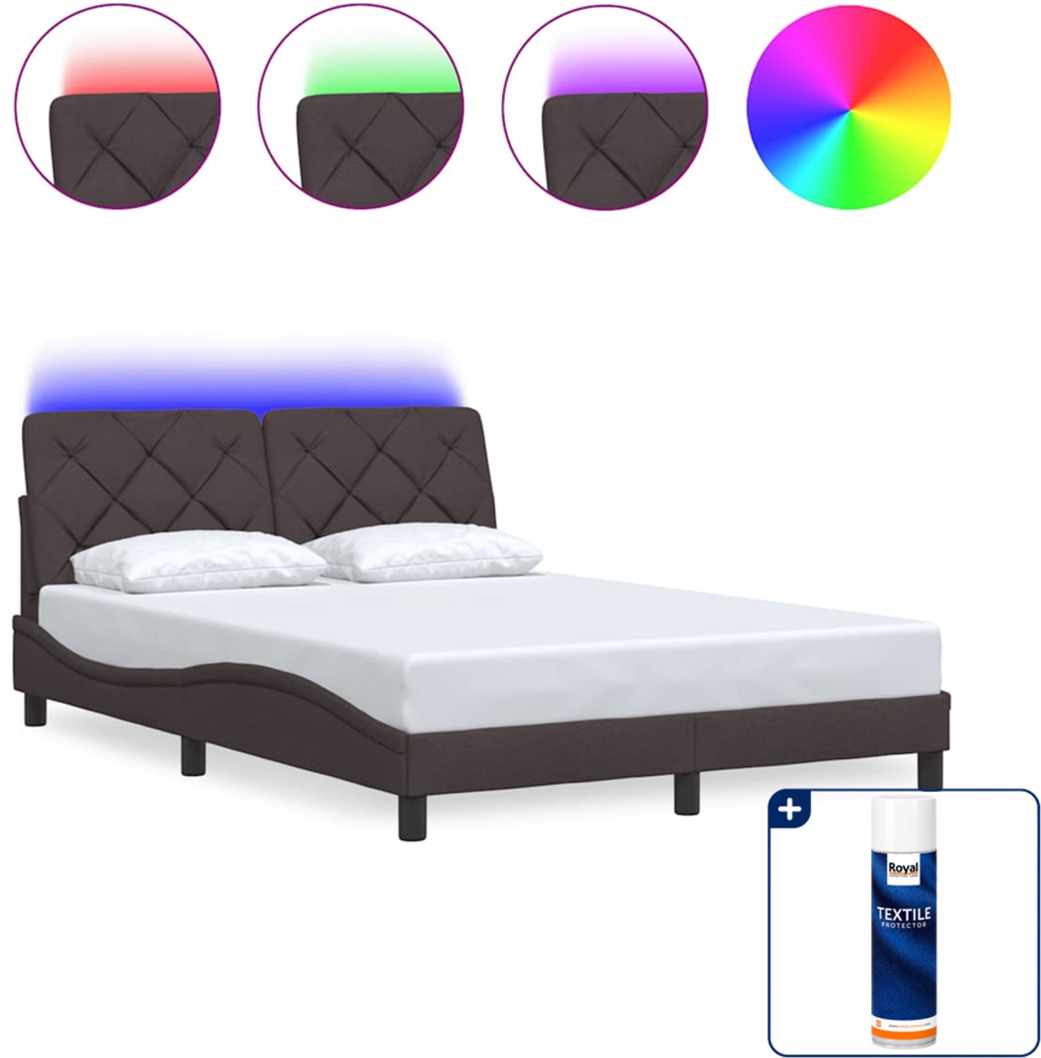 vidaXL bedframe - Small double - 140 x 200 cm - donkerbruin - Inclusief textielbeschermer 500 ml Taupe