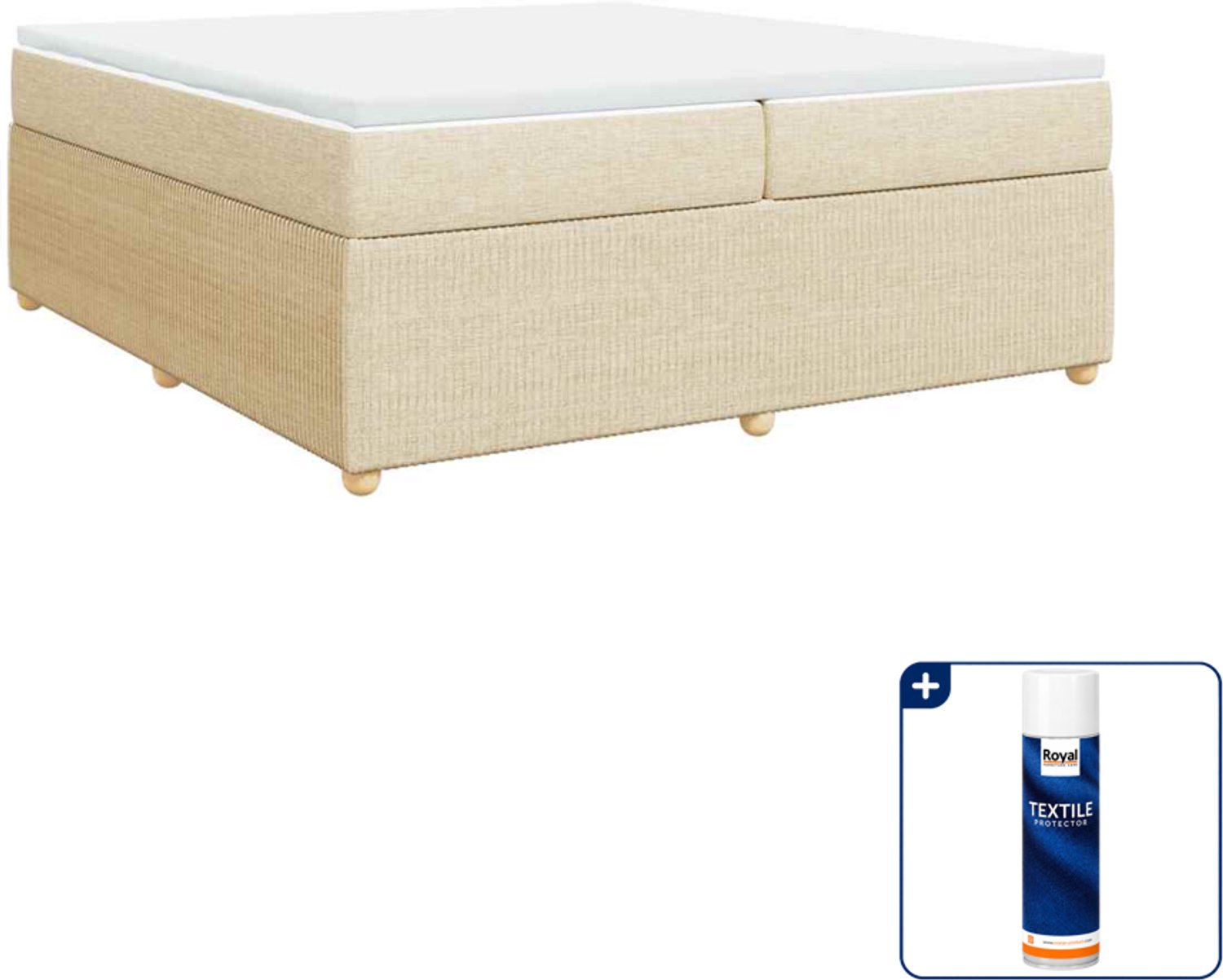 vidaXL boxspring met matras 200 x 200 cm - crèmekleurig - Inclusief textielbeschermer 500 ml