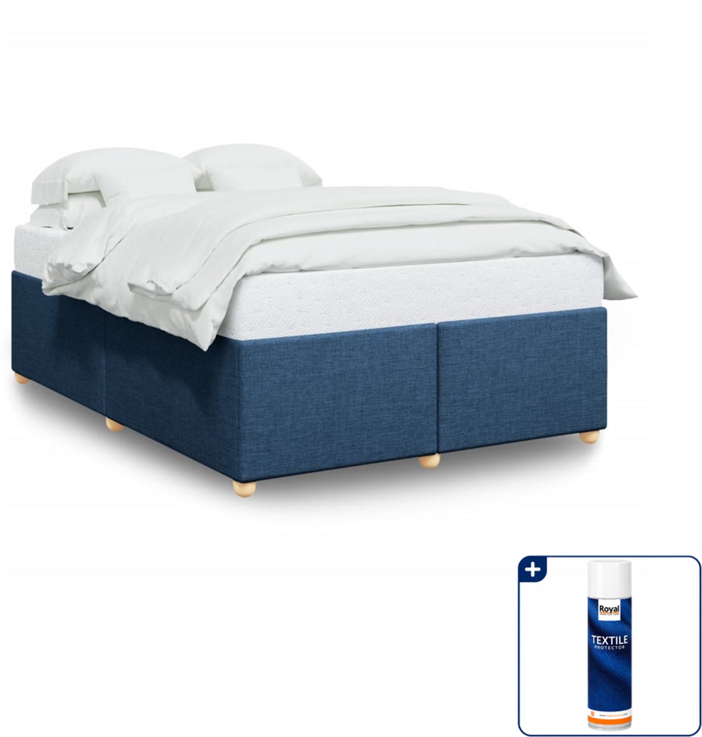 vidaXL Bedframe - Small double - 140 x 200 cm - blauw - Inclusief textielbeschermer 500 ml Grijs