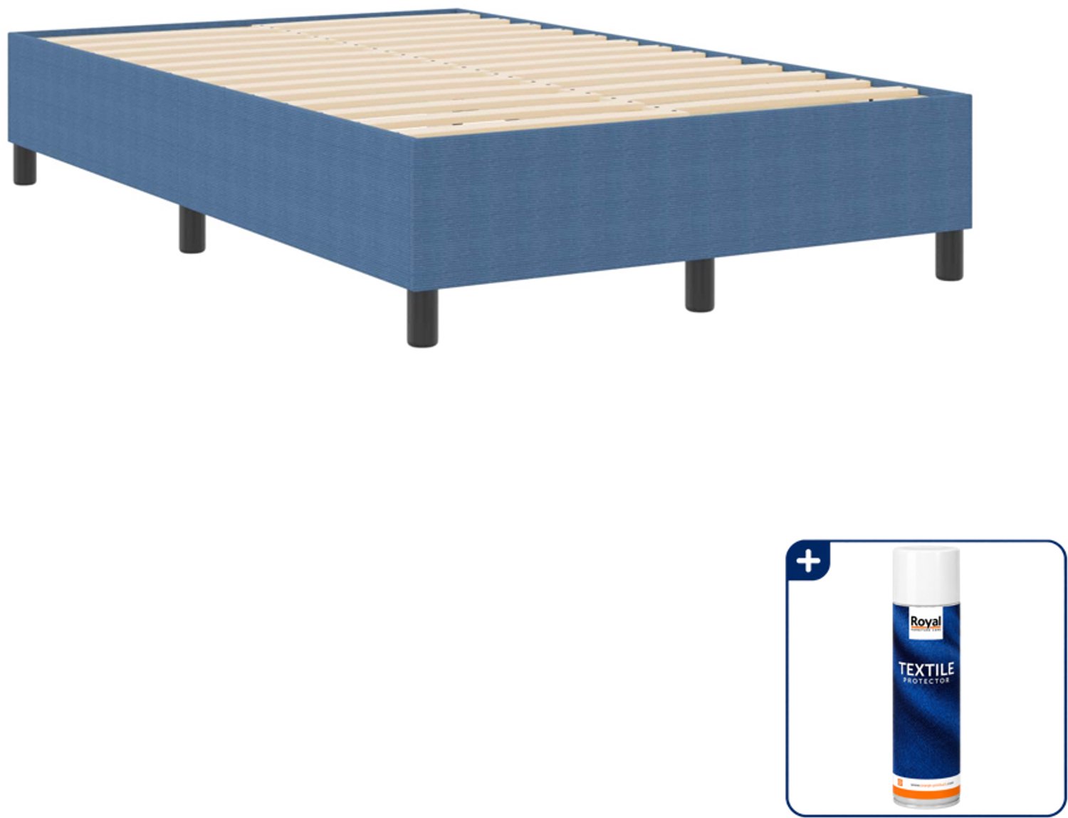 vidaXL platform bedframe - 120 x 200 cm - blauw - Inclusief textielbeschermer 500 ml