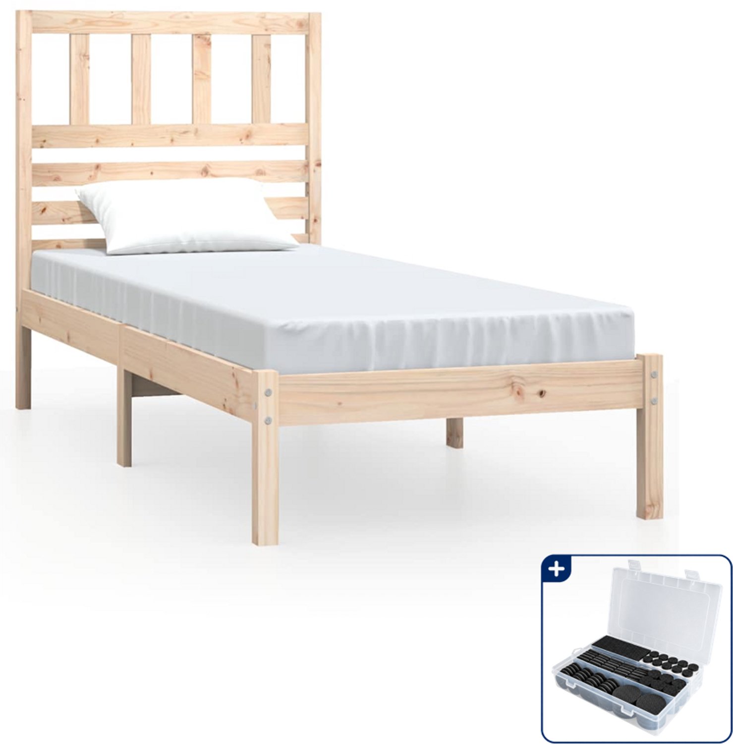 vidaXL bedframe - 75 x 190 cm - massief grenenhout - Inclusief antikrasvilt 177-delig Bruin