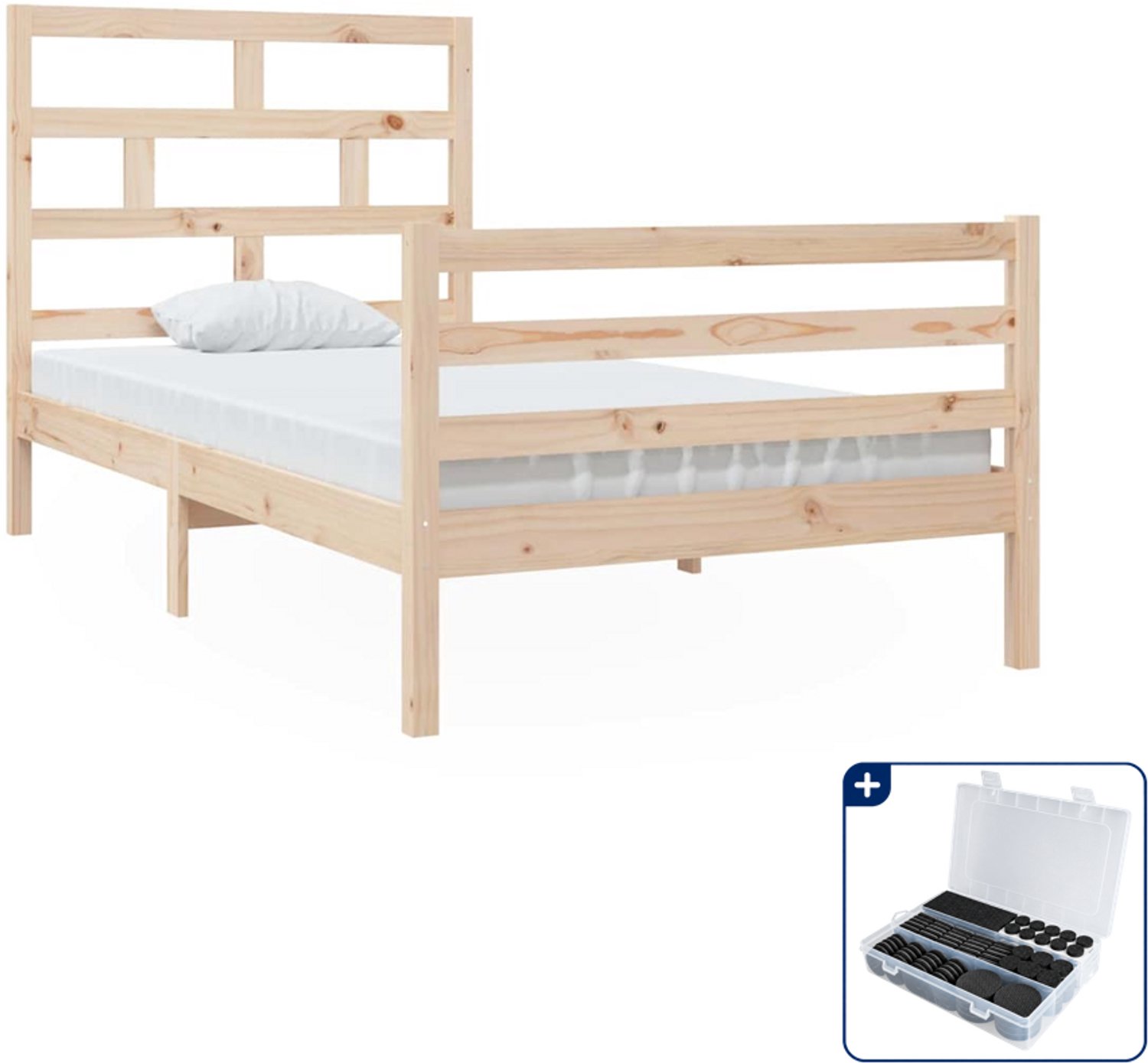 vidaXL bedframe - 100 x 200 cm - massief grenenhout - Inclusief antikrasvilt 177-delig Bruin