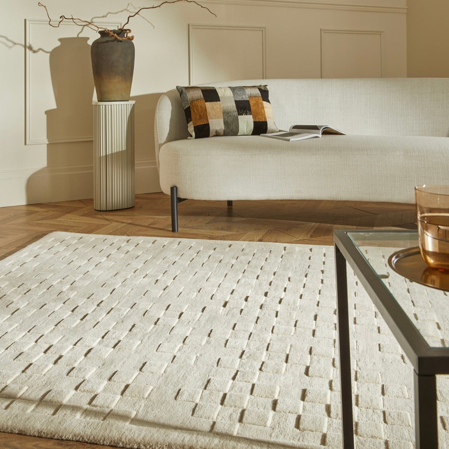 Concept Looms Priory PR102 Ivory Vloerkleed - Ivoor - Rechthoekig - Wol - Woonkamer, Eetkamer, Slaapkamer - Effen, Geometrisch - Modern, Landelijk, Boho, foto 2