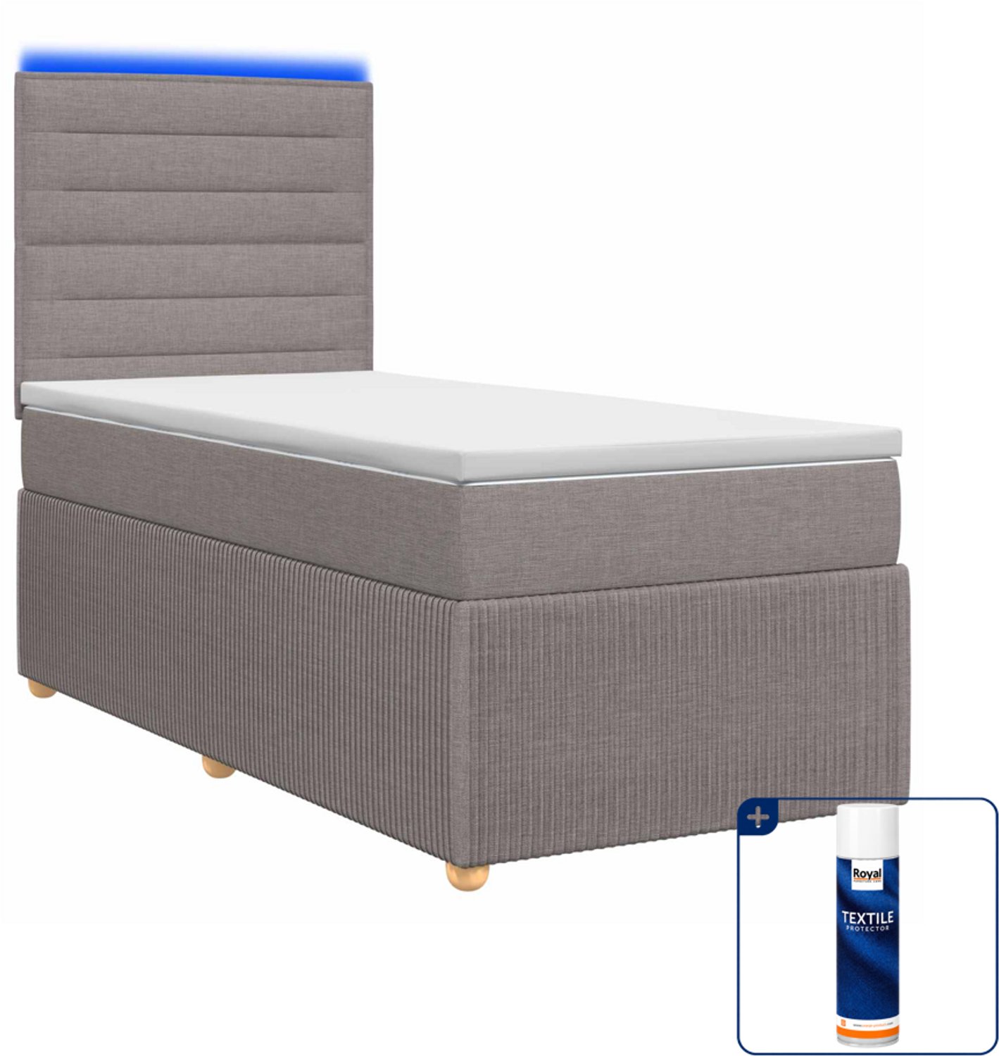 vidaXL boxspring met matras - 80 x 200 cm - taupe - Inclusief textielbeschermer 500 ml