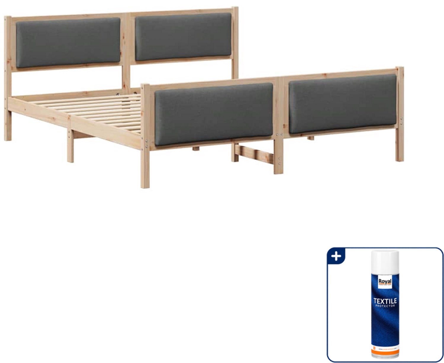 vidaXL Bedframe - Kingsize - 180 x 200 cm - donkergrijs - Inclusief textielbeschermer 500 ml Blauw