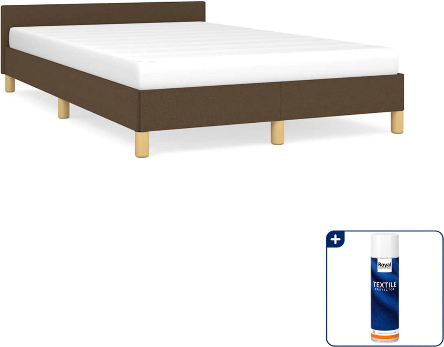 vidaXL bedframe 120 x 200 cm - stof - donkerbruin - Inclusief textielbeschermer 500 ml