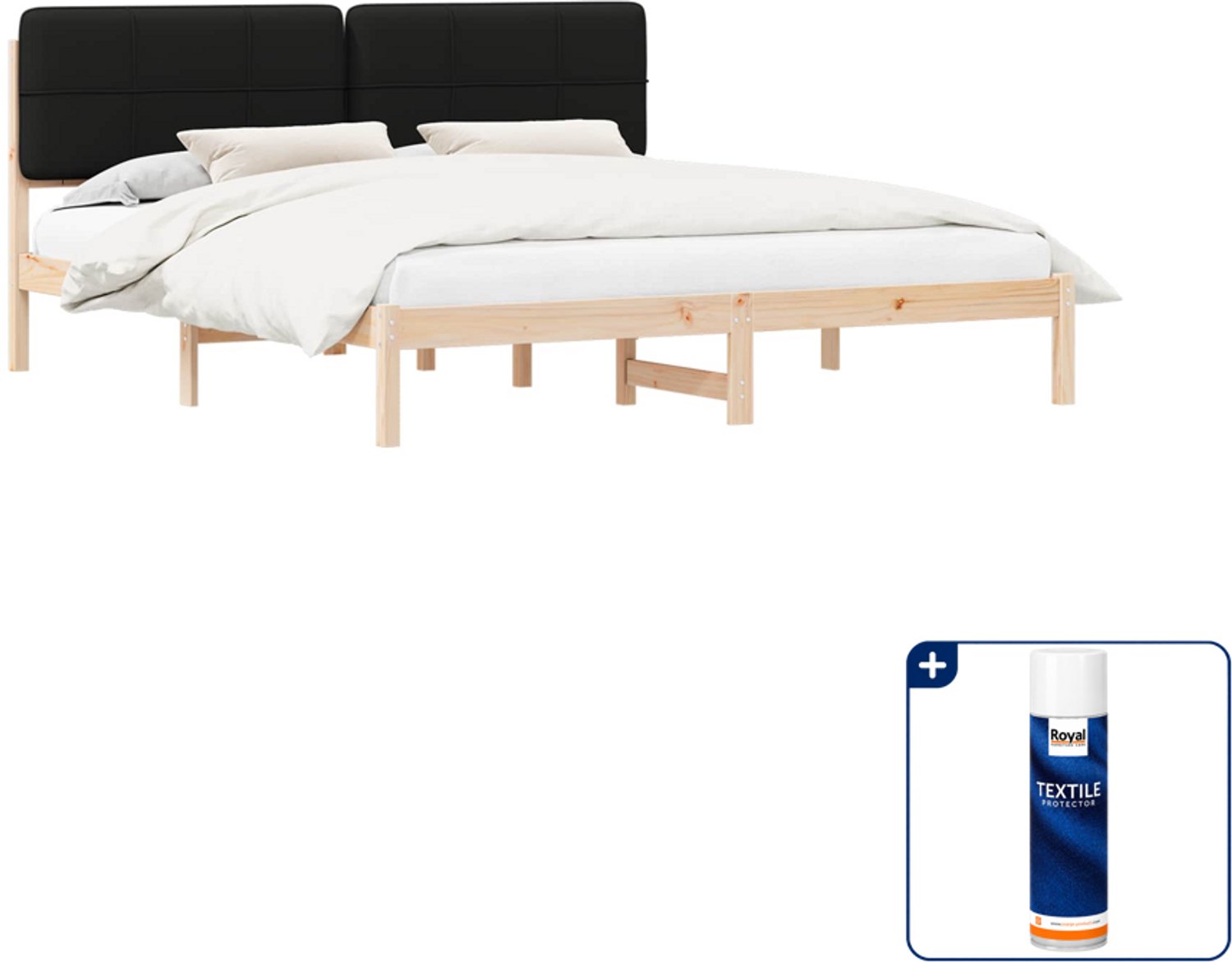 vidaXL bedframe - 200 x 200 cm - zwart - Inclusief textielbeschermer 500 ml Bruin