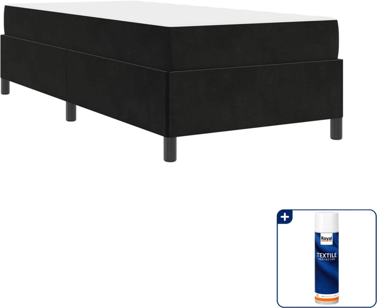 vidaXL bed met matras - 80 x 200 cm - zwart - Inclusief textielbeschermer 500 ml