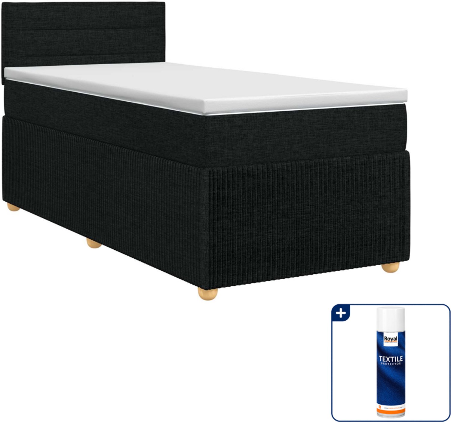 vidaXL boxspringbed - 90 x 200 cm - zwart - Inclusief textielbeschermer 500 ml