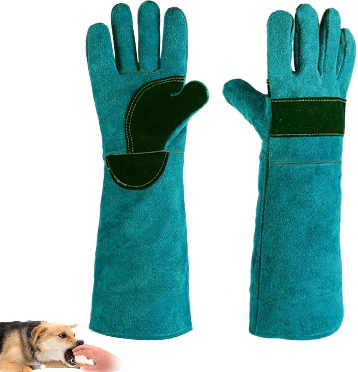 Duurzame anti-bijt handschoenen voor huisdieren, dierenbestendig, groen, 45 cm, veilig en comfortabel