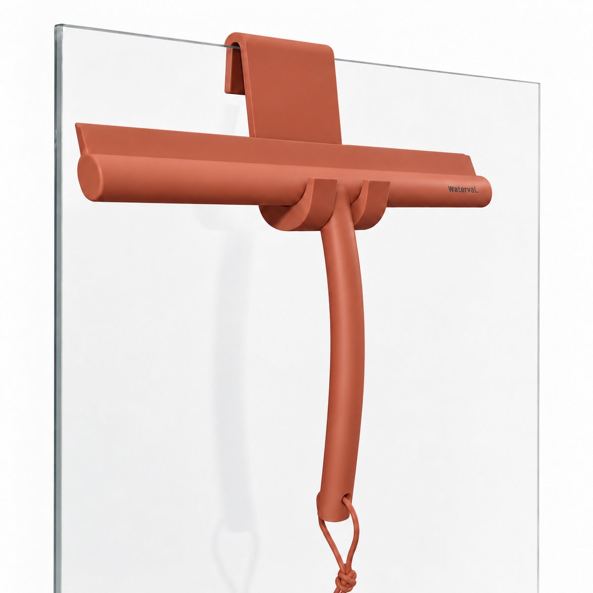 Waterval Luxe Siliconen Douchewisser Terracotta - Met Raamhaak Zonder Boren - Vloertrekker - Trekker Douche en Badkamer - 24 cm