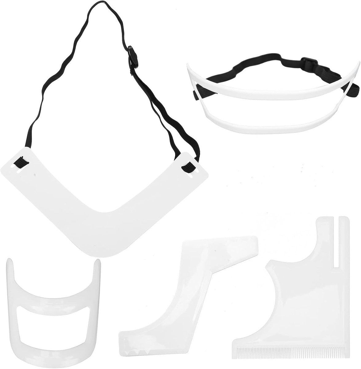 Complete Set van 5 Scheer Templates voor Baard, Haarlijn, Sik, Neklijn en Achternek voor Perfecte Styling