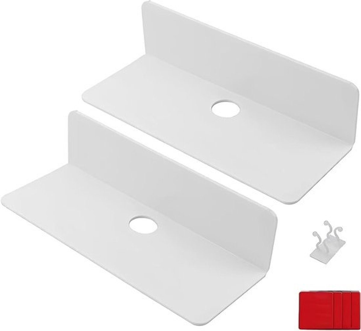 Set van 2 Wandplanken zonder boren, Wit Acryl, Ideaal voor Keuken, Badkamer en Kantooropslag