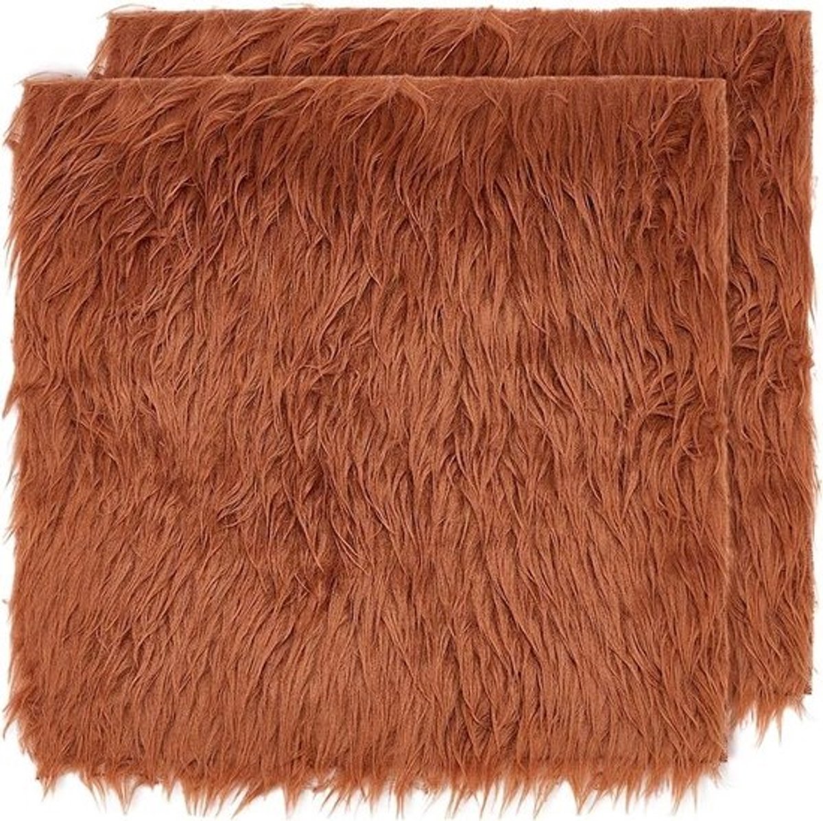 MK Stoer - Nepbontstof - Vierkanten - Zacht - Pluche - Shaggy - Voorgesneden - Ambachtelijke - Kabouters - Kostuums - Kussens - Naaien - Decoraties - Geschikt voor - Bruin - 2 stuks - 25 x 25 cm