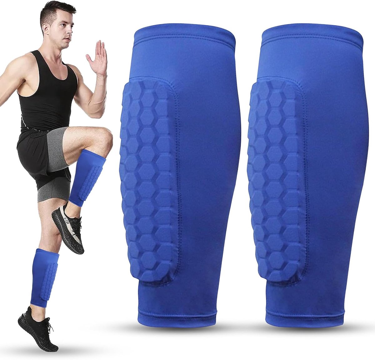 Scheenbeschermers voetbal, S/M/L skiën scheenbeschermers incl. beschermers met geoptimaliseerde insteekzak, kuitbescherming, schokbestendig, ademend en antislip