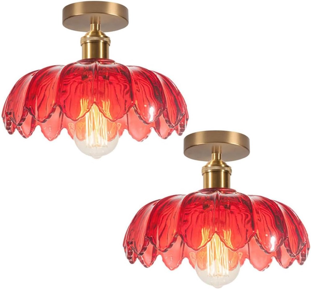Plafondlampen, Creatief Plafonnier met Glazen Lampenkap, E27, Plafondverlichting, Decoratieve Plafonniers voor Keuken, Eetkamer, Slaapkamer