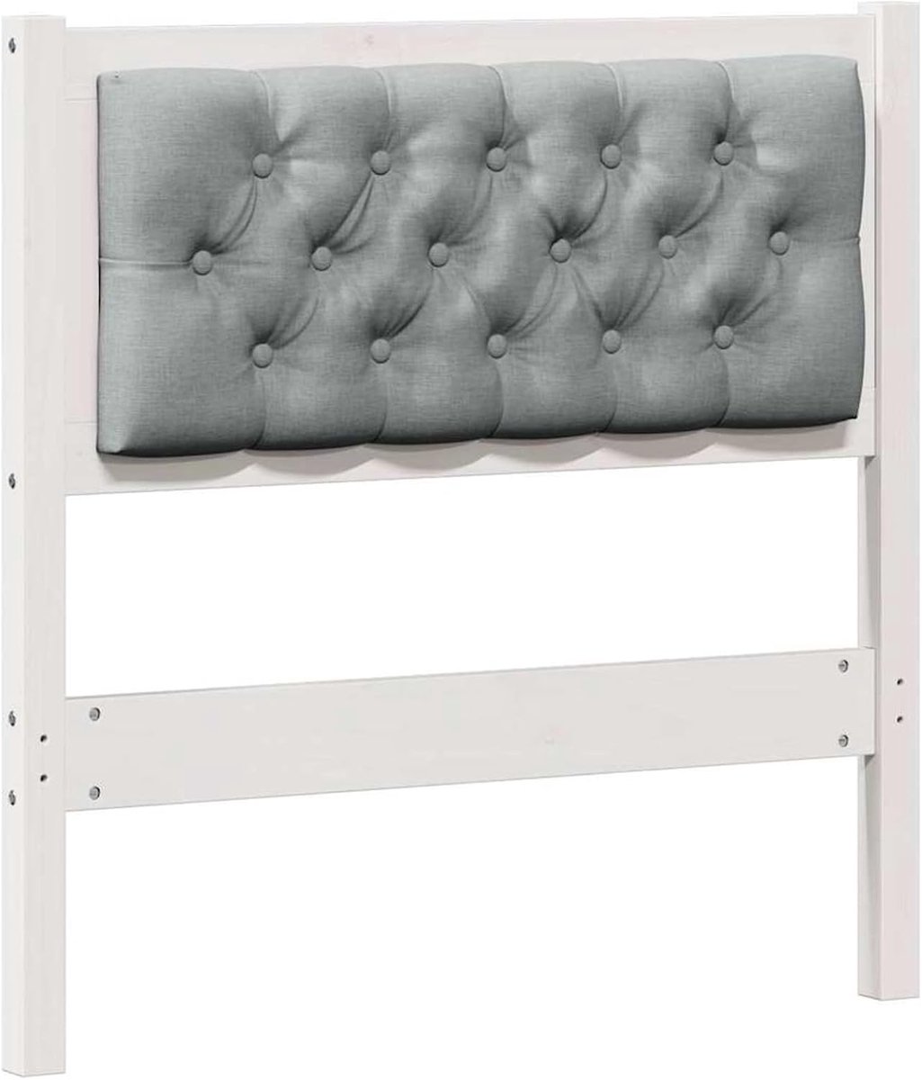 Hoofdbord overig wit en lichtgrijs, 75 cm massief grenen, voor bedden zonder hoofdeinde, ideaal voor slaapkamer en moderne woonkamers, eenvoudige montage, gemakkelijk te reinigen en