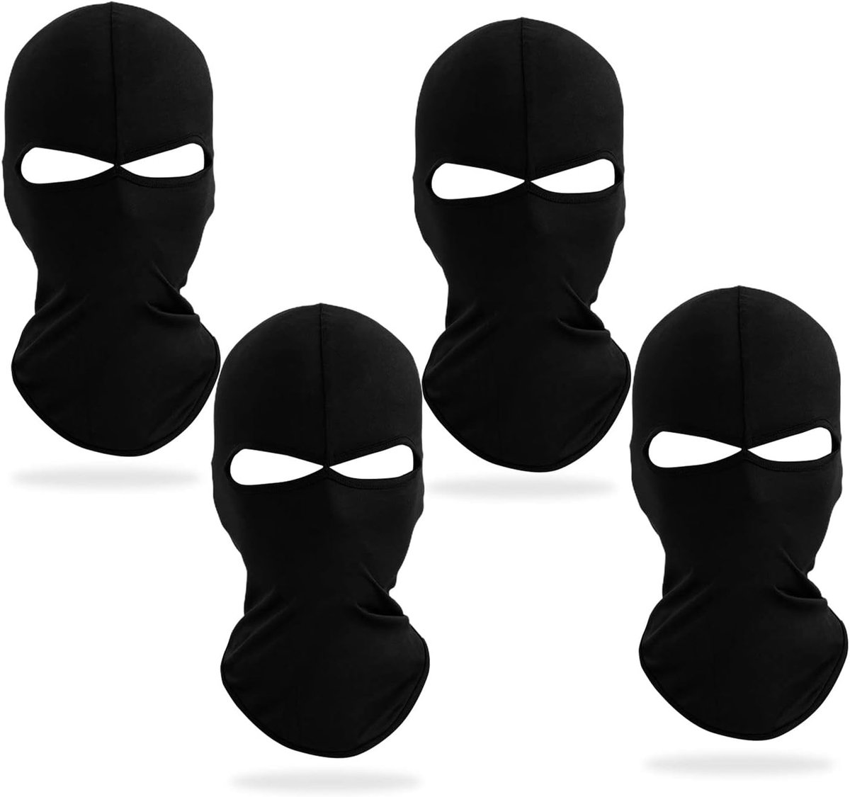 4 stuks bivakmuts 2 gaten volledig gezicht skimasker, unisex zwart lycra skimask, lichtgewicht ademende hoofddeksels helmvoering, bivakmuts hoofddoek voor motorfiets, fietsen, skiën, jagen (4