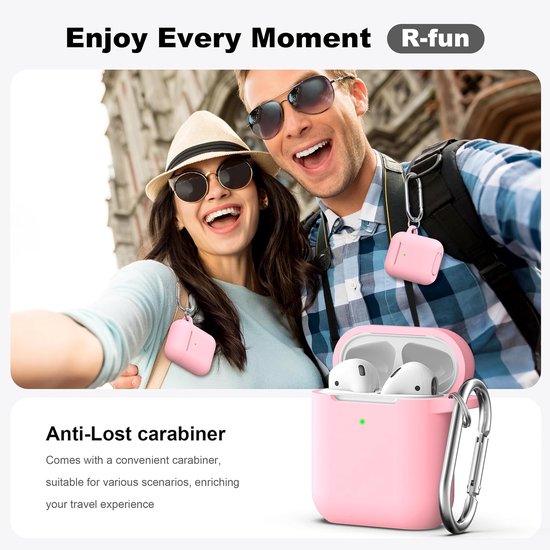 Compatibel met AirPods 2e generatie 2019,1e generatie 2016 hoes met reinigingsset en sleutelhanger,Zachte siliconen bescherming voor Apple AirPods Case,Roze — afbeelding 5