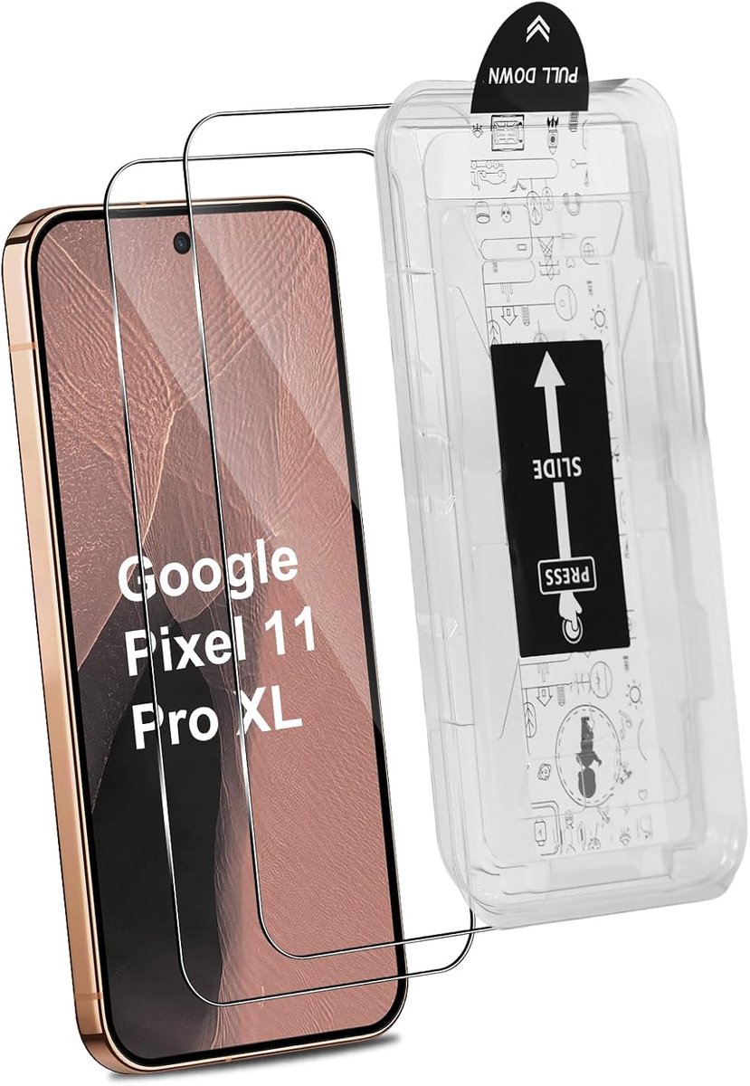 Beschermfolie voor Google Pixel 11 Pro XL, 2 stuks, 9H hardheid, HD autoinstallatie, nauwkeurige uitlijning, krasbestendig, eenvoudige installatie, displaybeschermfolie