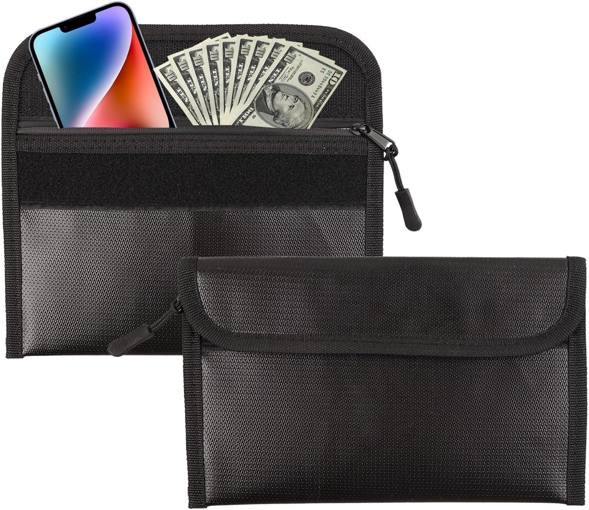 Tas, 2 stuks, waterdicht, vuurvast, formaat voor belangrijke documenten en contant geld, 1200 °C, vuurvaste tas met slot voor paspoort, certificaten.