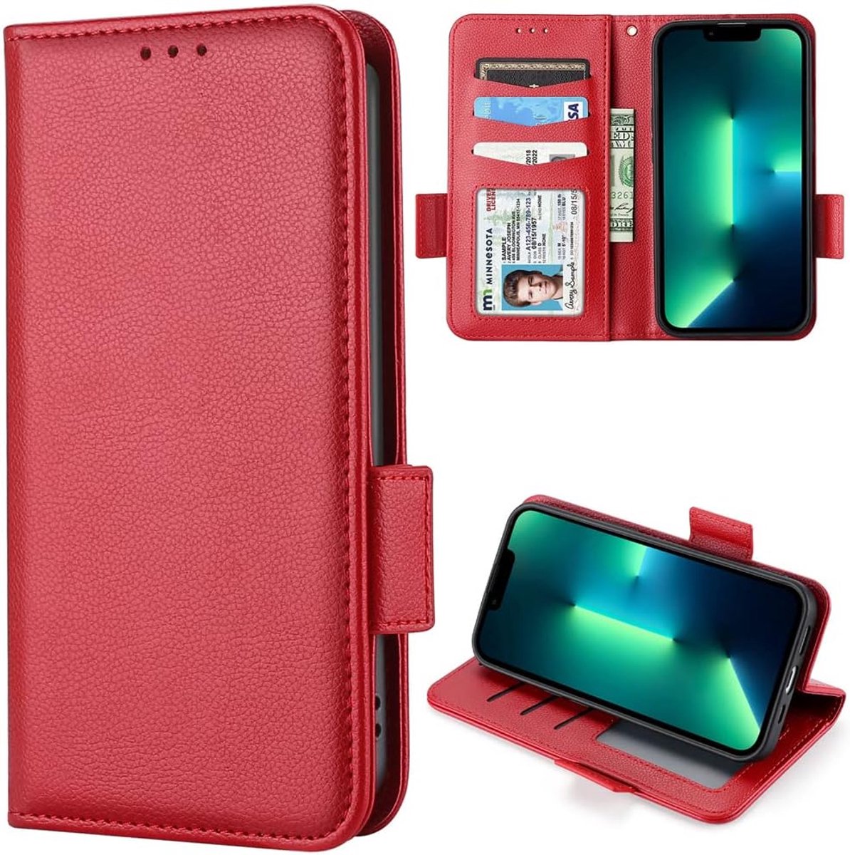 8100/Doro 8200 hoes, Magnetische flip lederen portemonnee hoesje, Standaard hoesje, Schokbestendige beschermhoes voor Doro 8100/Doro 8200-Rood