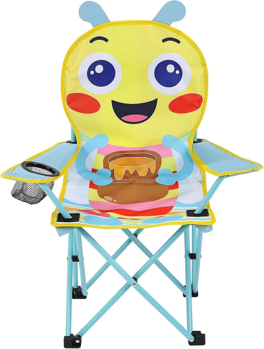 Campingstoel voor kinderen, eenhoorn/vlinder, klapstoel, draagbaar, picknickstoel met bekerhouder voor picknick, camping, vissen, outdoor, bijen