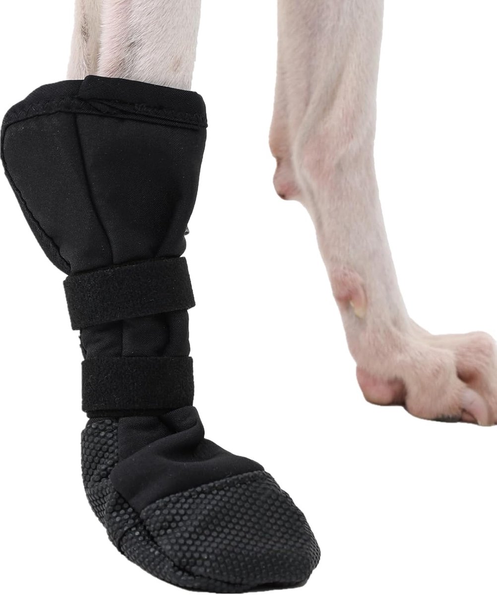 Hondenlaars voor pootletsel en wondbescherming - waterafstotende en ademende schoen voor verbanden, antislipzool, ideaal voor honden (enkele laars) (zwart, L)