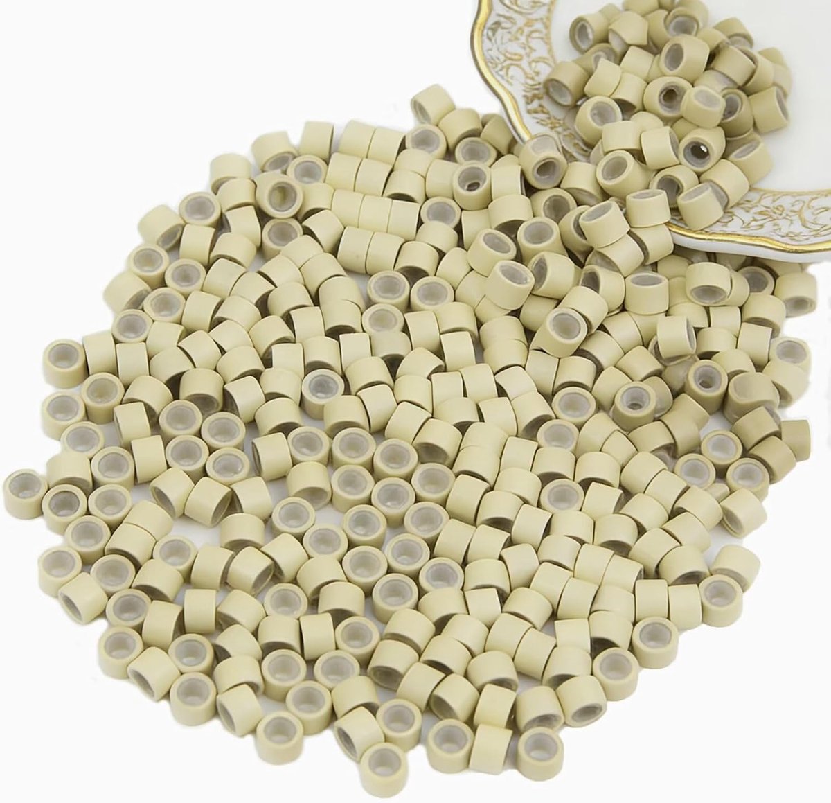 Nanoringen met siliconen accessoires, premium siliconen voor pruiken, haarverlengingsringen voor microring-extensions, hoogwaardige nanoring-extensions voor echt haar, blond, nano-kralen, 5 mm, 300