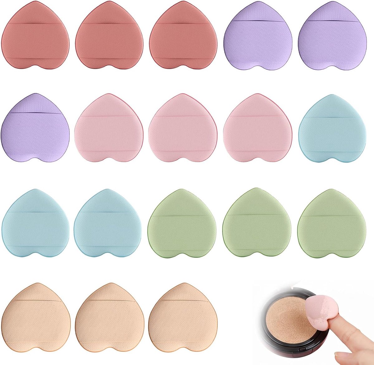 18 stuks mini-make-upsponzen in druppelvorm voor foundation, make-upsponzen, gezichtsmake-up, kwast, make-upkwast, natte en droge make-up voor vrouwen en meisjes