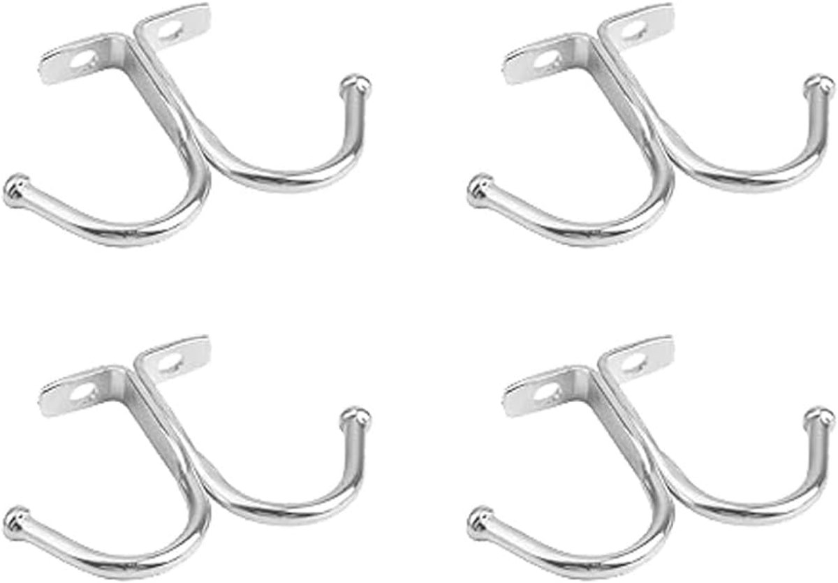 Plafond opknoping haak, 4-pack metalen gewaad houders, opslag haak met dubbele prong, jas handdoek hoed hangers onder kast kast kast plank (4, zilver)
