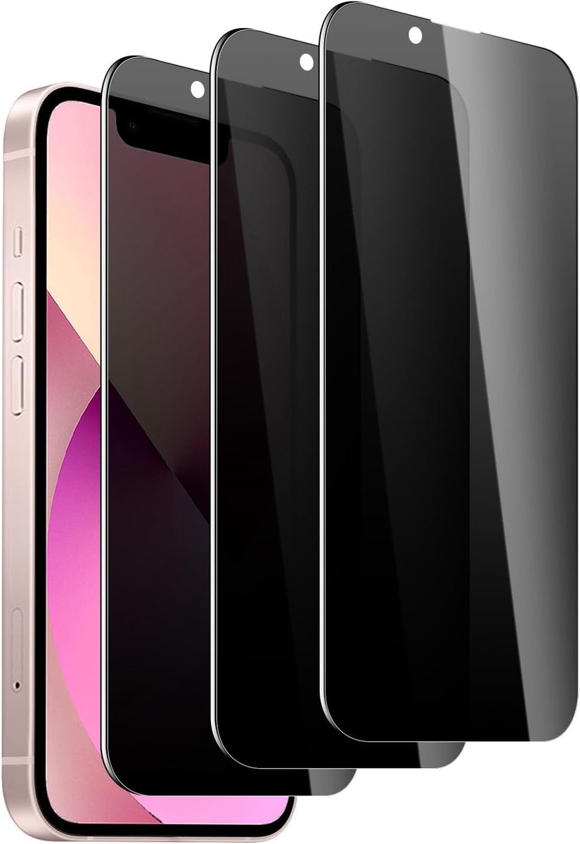 3 stuks Privacy displaybeschermfolie voor iPhone 13, anti-spy, hardheid 9H, krasbestendig, ultra duurzaam, zonder luchtbellen