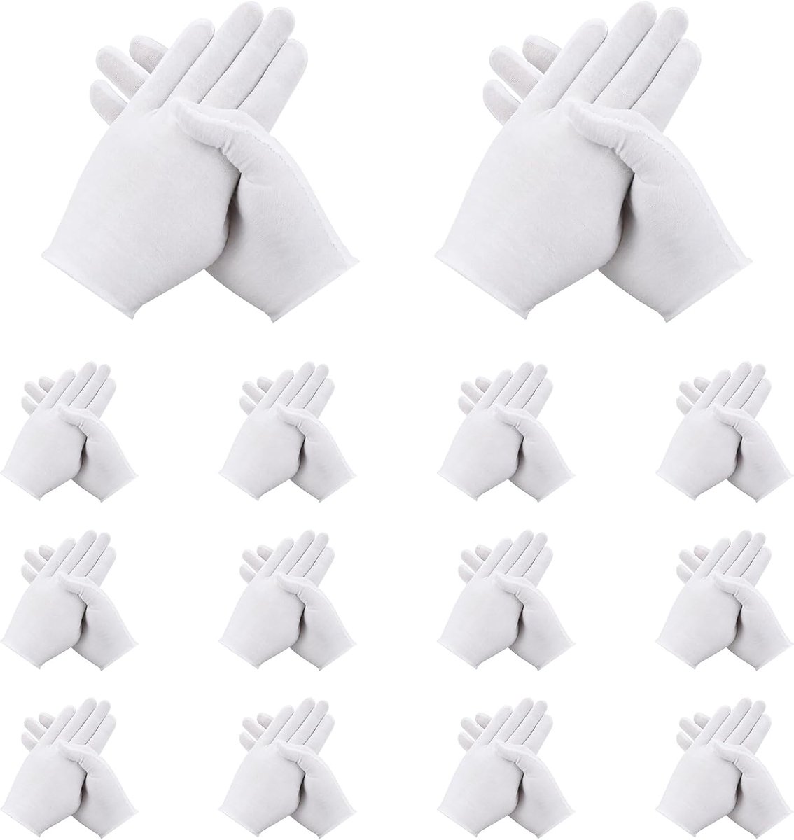 28 stuks (14 paar) witte katoenen handschoenen voor droge handen, hydraterend, cosmetica, eczeem, spa en muntensieraden, inspectie, serveerhand