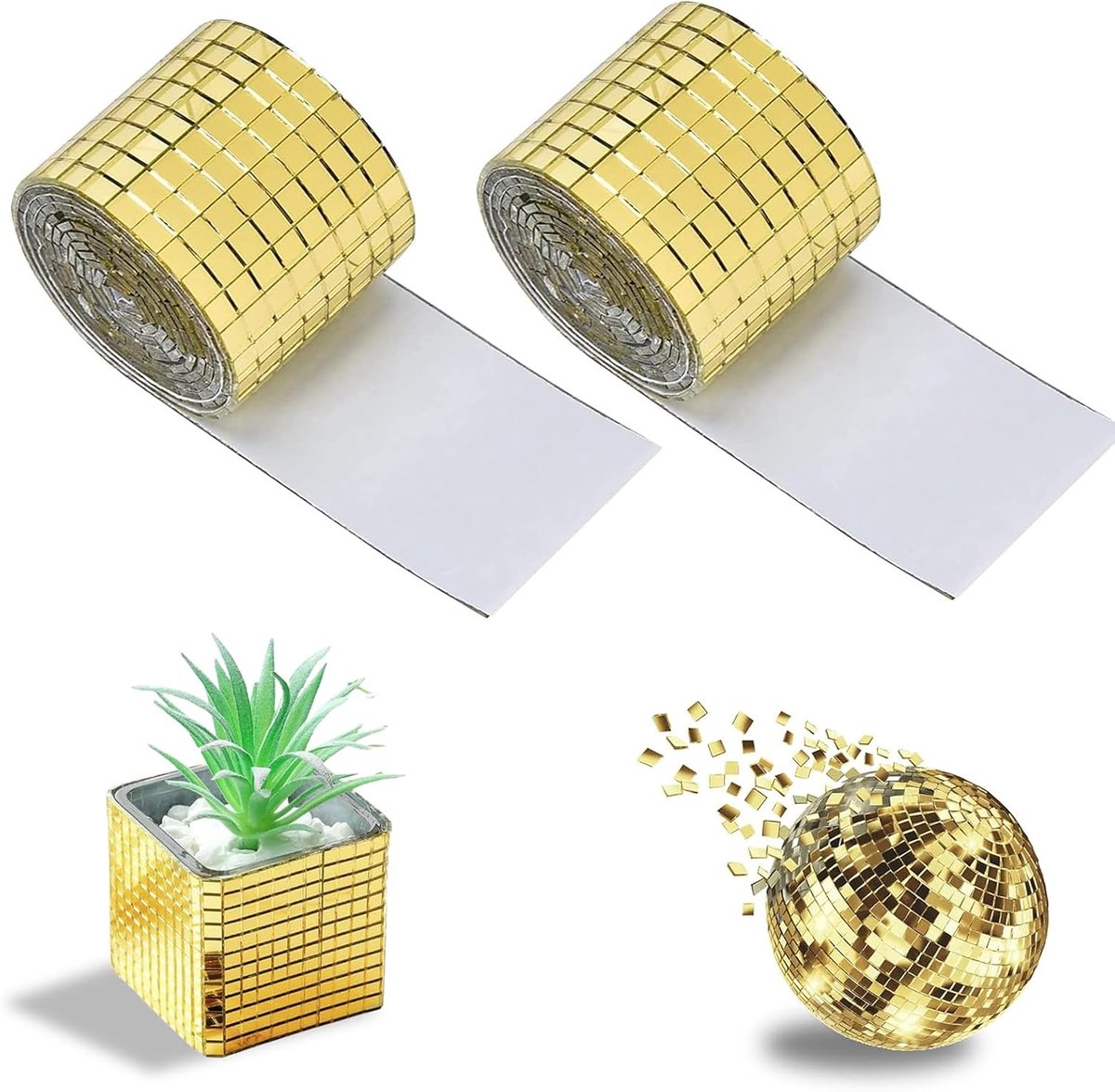 3920 Zelfklevende Mini Spiegels - Creatieve Wandspiegel, Woonkamer Wanddecoratie, DIY Muurdecoratie, Knutselen met Spiegeltegels - DIY, Ambachtelijke Decoratie, 5 x 5 mm (Goud)