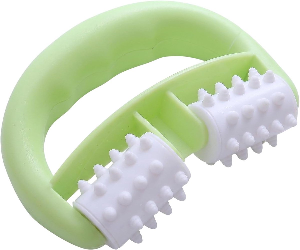 Massageapparaat met handgreep, handmatige massagerol voor benen, buik en armen, anti-cellulitisroller voor fasciamassage en lymfedrainage, effectieve massagerol tegen cellulitis, groen