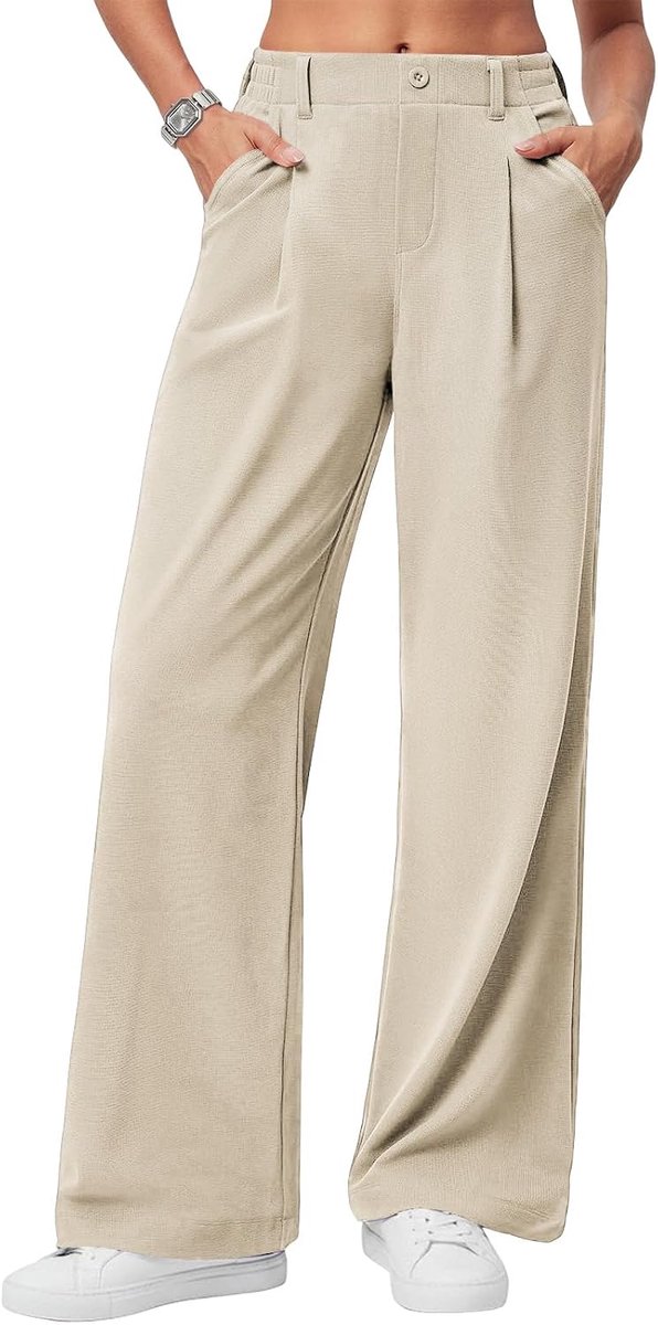 Damesbroek Casual Elegante Wafelstof met Zakken Lichte Zomer