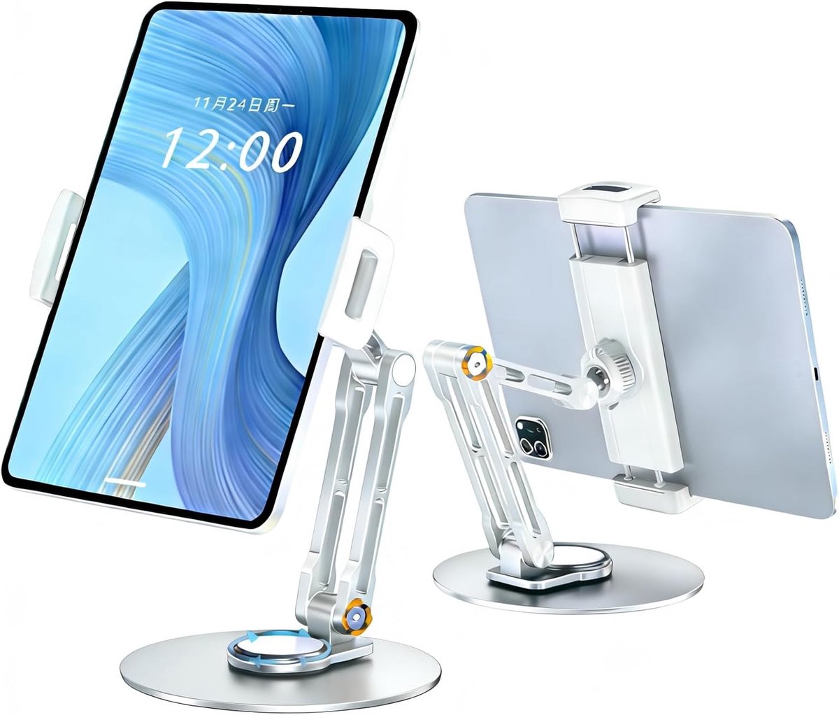 360° draaibare verstelbare opvouwbare draagbare monitor aluminium telefoonstandaard voor iPad Air, Mini, 10.2, 9.7, Pro 11/13 en meer (zilver)