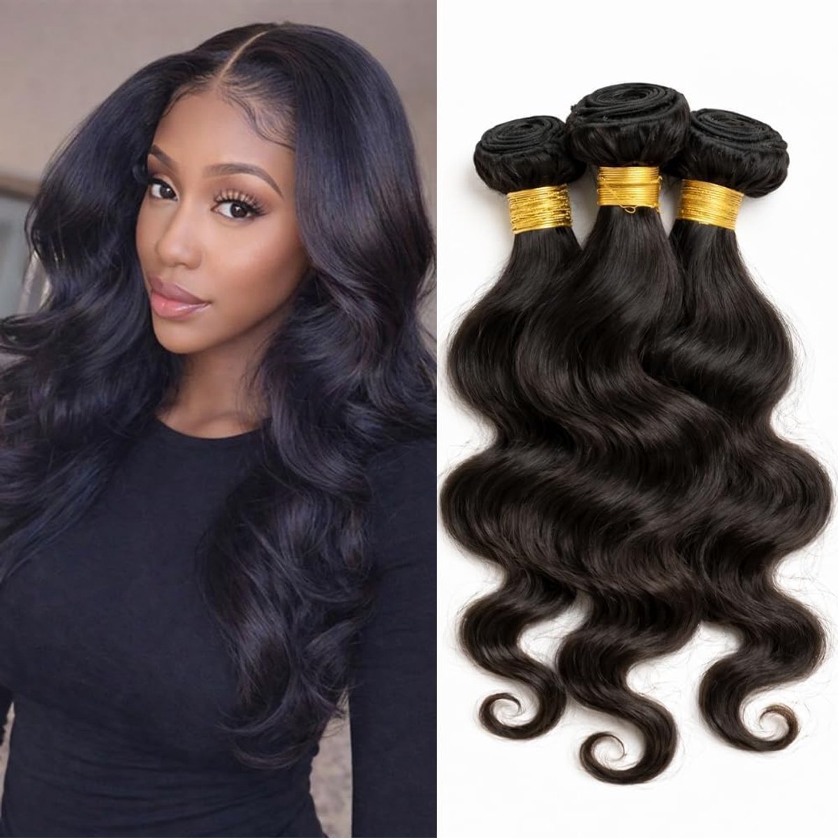 Menselijk Haar Body Wave (40,6 40,6 cm 300 g) Natuurlijk Zwart