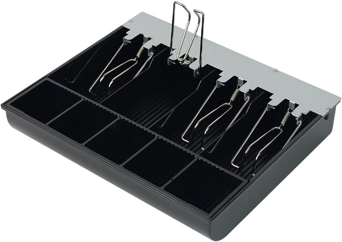 Geldlade Voor Kassalade, Veerstalen Grendels, 30x25x6, Verstelbare Munten- En Biljettencompartimenten, HDWR HD-WS33