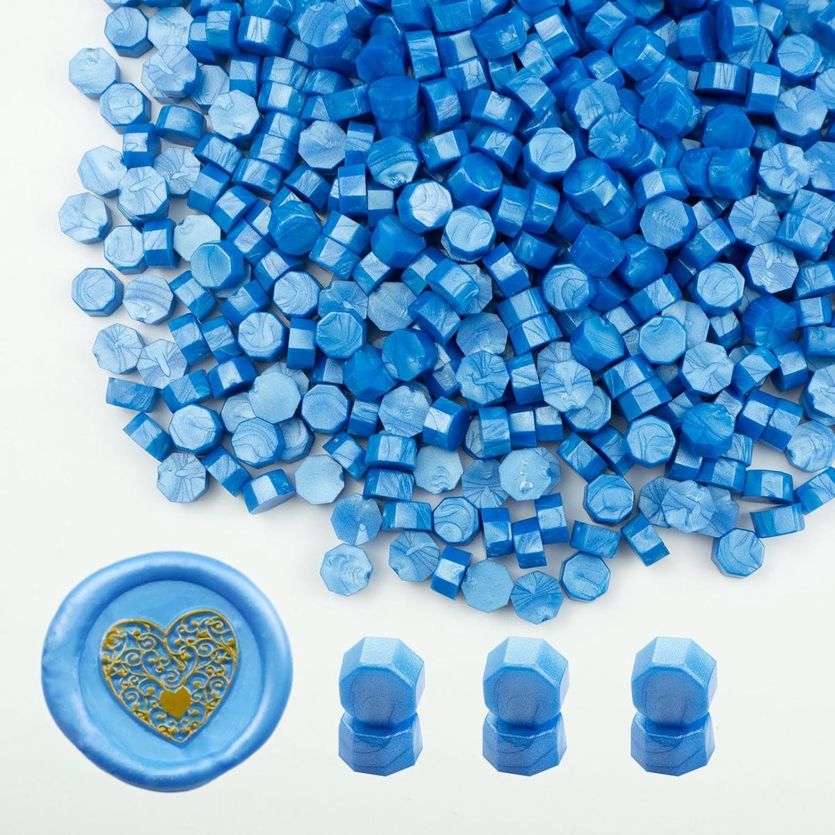 Ioggtser 500 PCS Octagon Verzegelende Wasparels voor Waszegelstempel, Verzegelende Parels voor Huwelijks- en Feestuitnodigingen (Sky Blue)