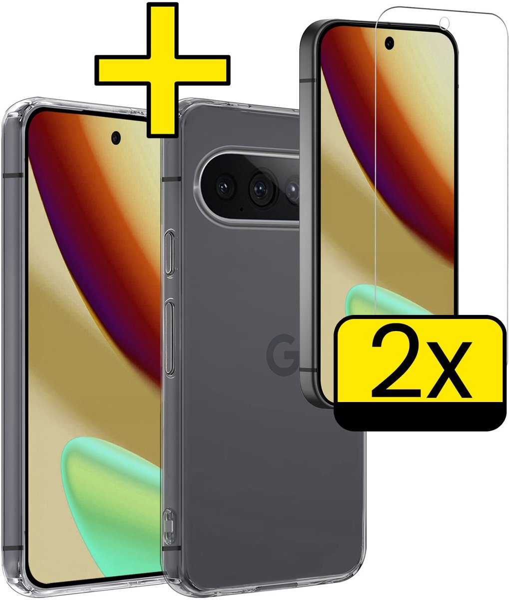 Hoesje - Met 2x Screenprotector - Geschikt voor Google Pixel 11 Pro XL - Sterk & Shockproof - Back Cover - Siliconen Case - Telefoon Hoes - Telefoonhoesjes - Transparant