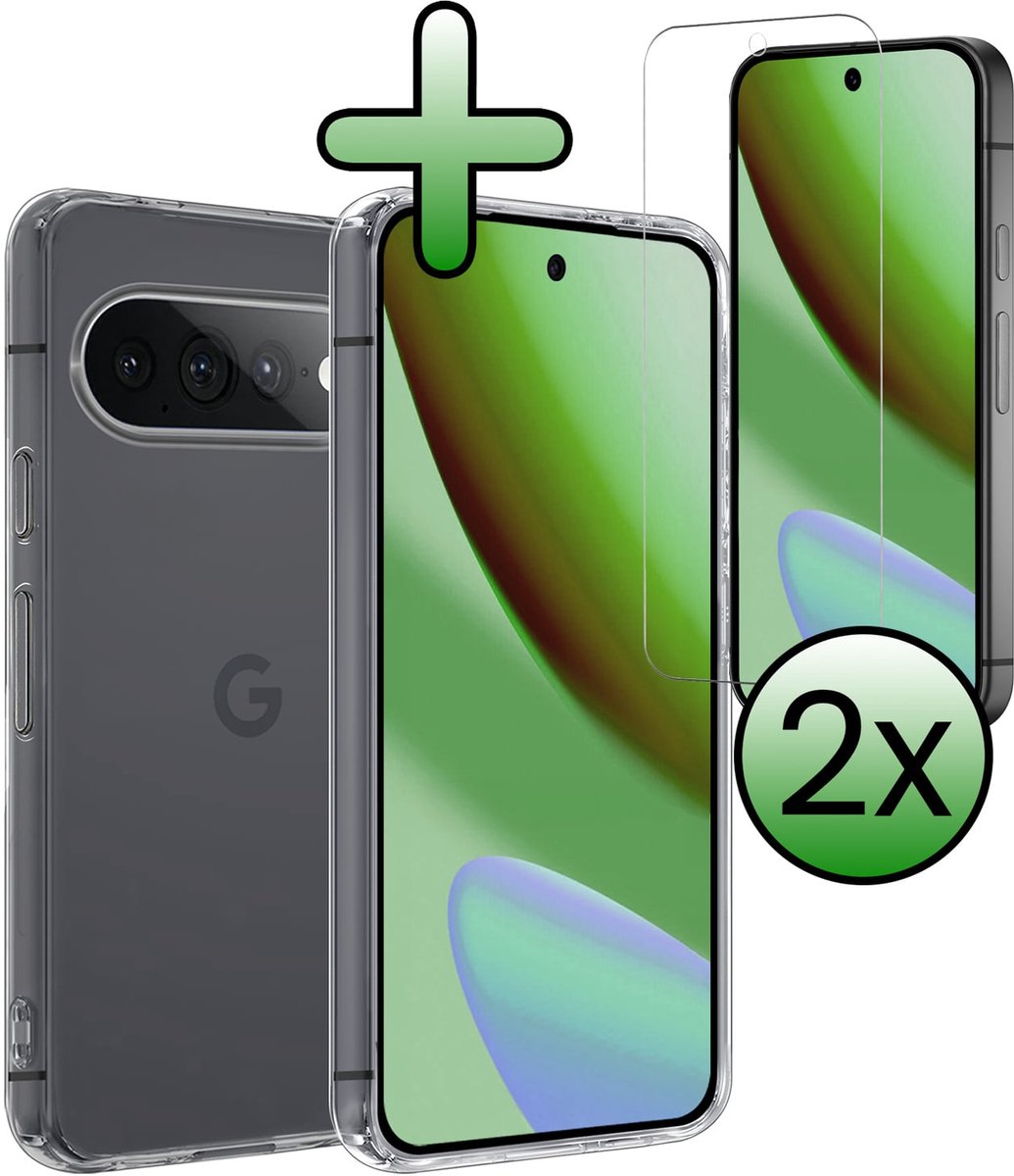 Hoesje Met 2x Screenprotector - Geschikt voor Google Pixel 11 Pro XL - Sterk & Shockproof - Back Cover - Siliconen Case - Telefoon Hoes - Transparant