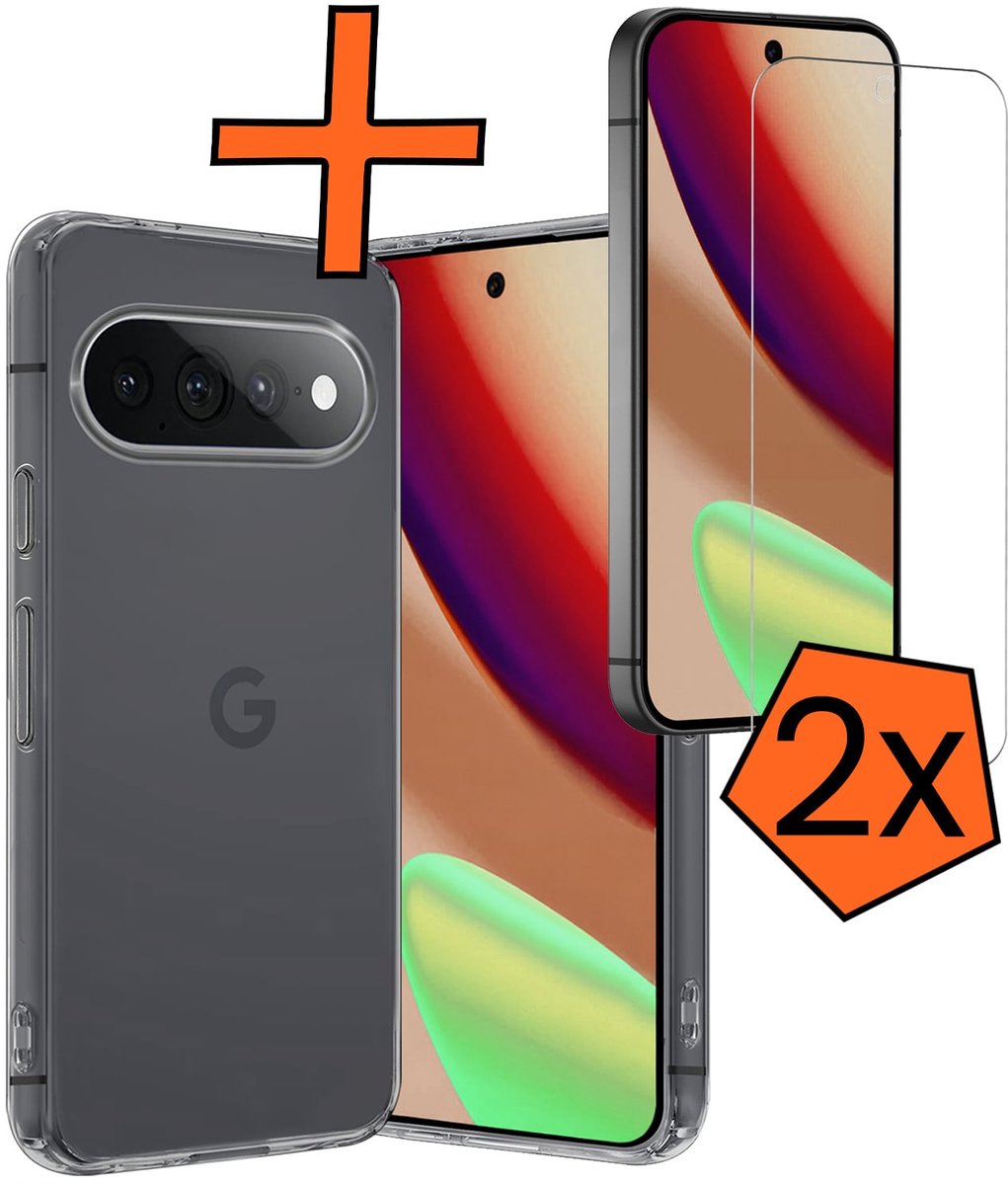 Hoes - Met 2x Screenprotector - Geschikt voor Google Pixel 11 Pro XL - Sterk & Shockproof - Back Cover - Siliconen Case - Telefoon Hoes - Transparant