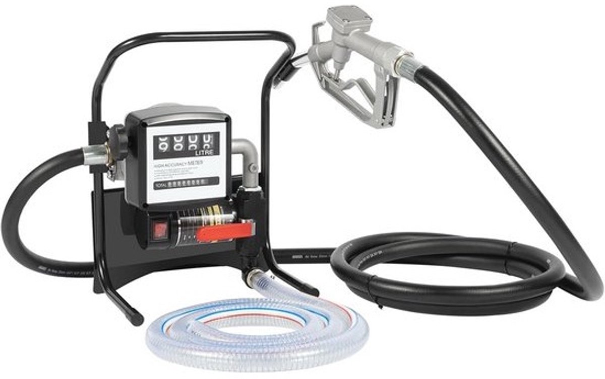 Zelfaanzuigende dieselpomp 2400 l/h met automatisch doseerpistool voor brandstofoverdracht