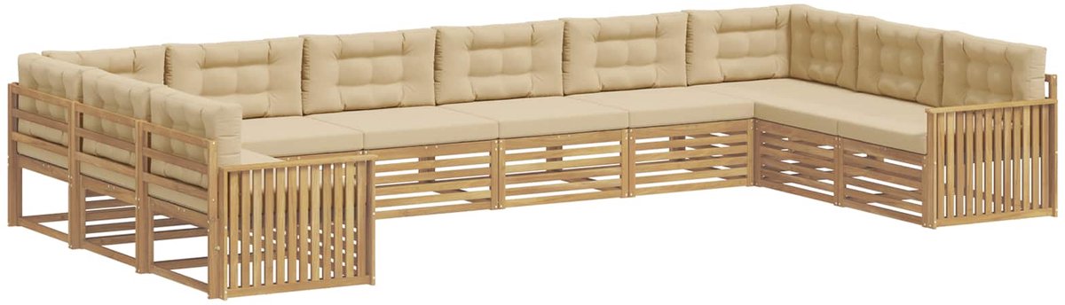 vidaXL - Sofa-Sets - 10 - st - Wit - en - Beige - Polyester