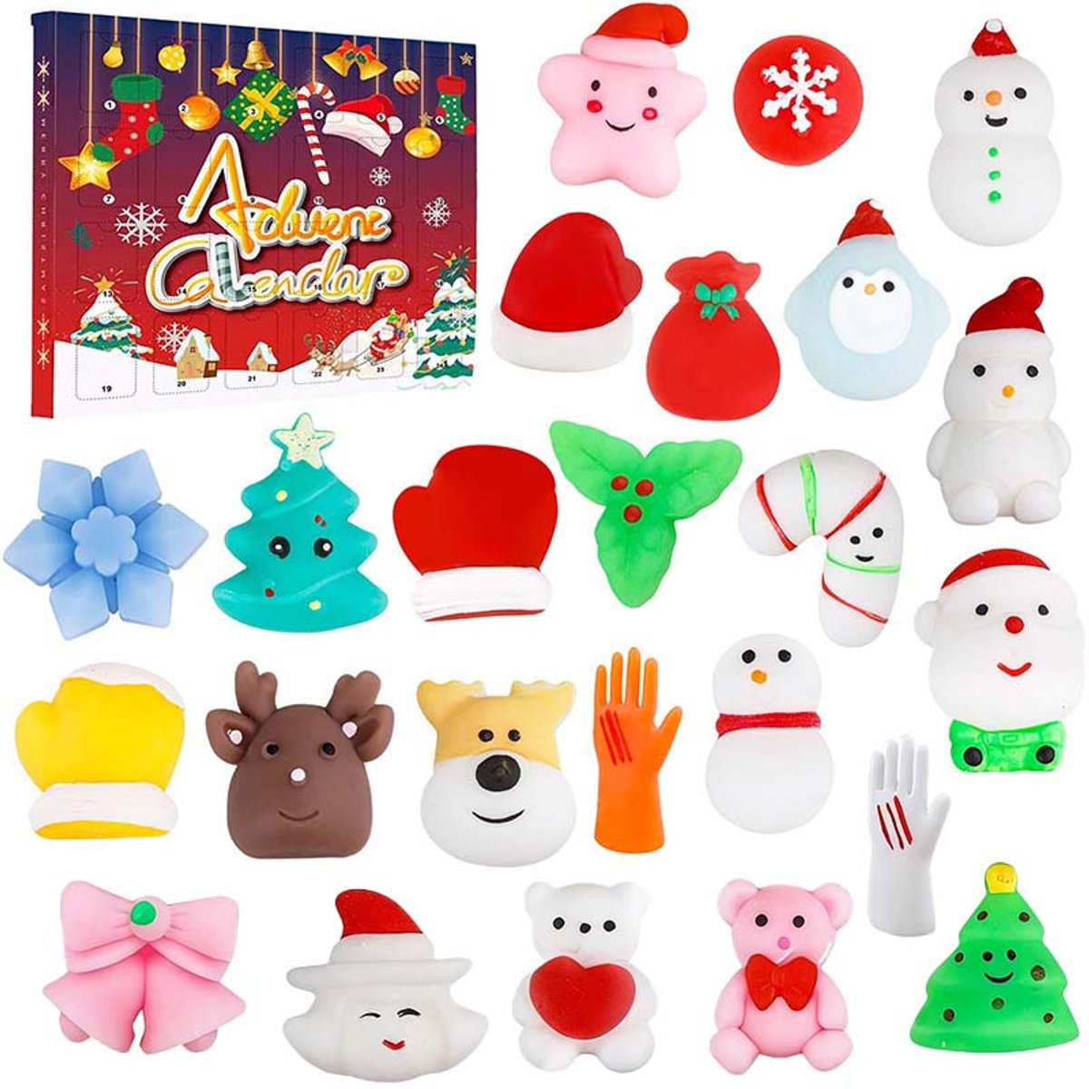 2026 Kerst adventskalender – Met 24 zachte & schattige Mochi-speeltjes – Aftellen naar Kerstmis in 24 dagen – Feestartikelen voor de feestdagen