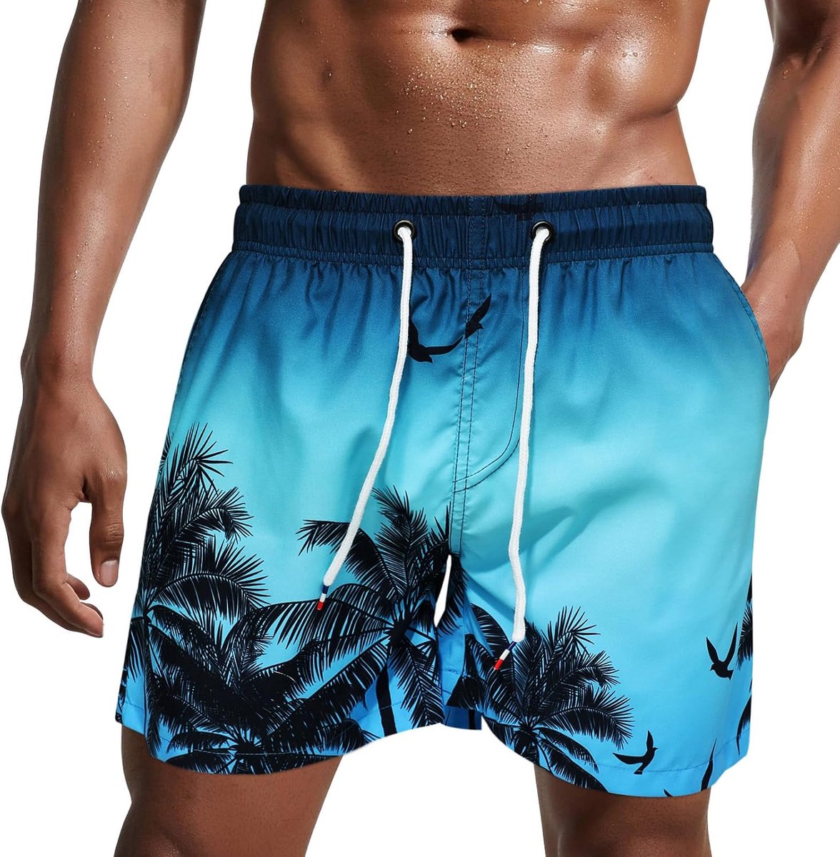 herenzwembroek, sneldrogende korte strandbroek, korte surfbroek met voering van gaasstof
